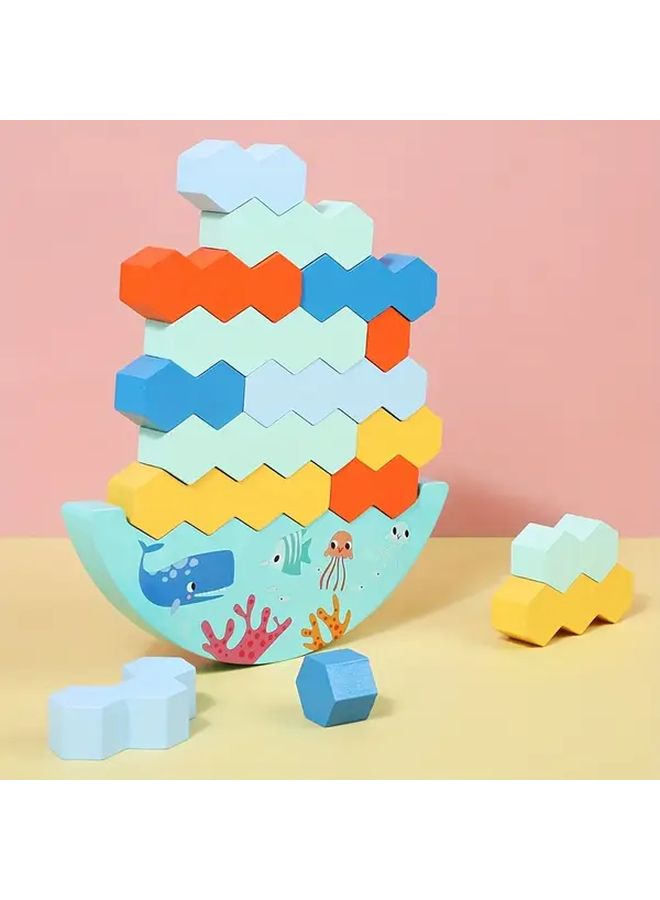 Wooden Balance Stacking Blocks 27pcs Color Recognition Hand Eye Coordination Birthday Gift - Image 1