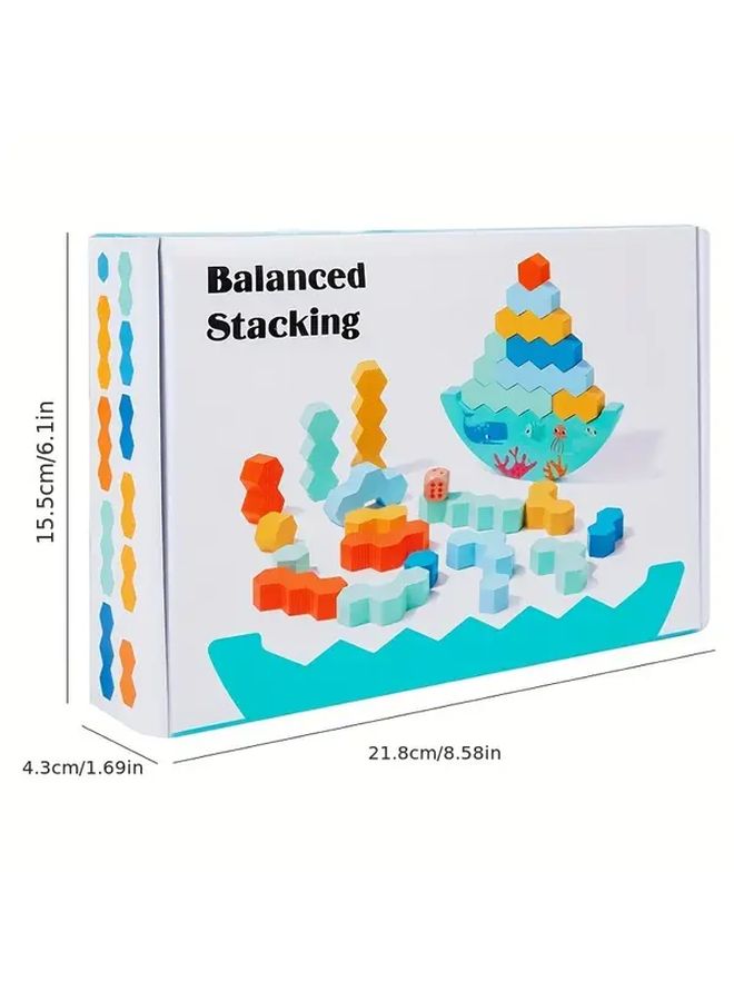 Wooden Balance Stacking Blocks 27pcs Color Recognition Hand Eye Coordination Birthday Gift - Image 2