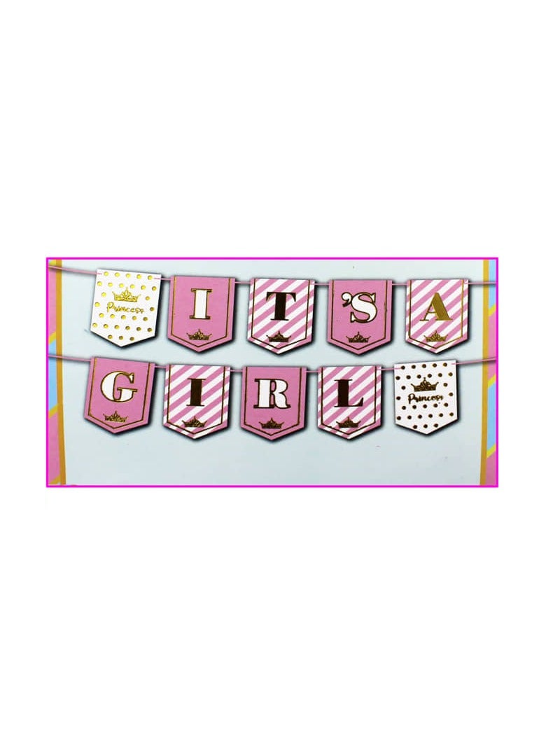 PARTY FUN Its A Girl Banner 17x21Cm Pink Clr.  - Image 1