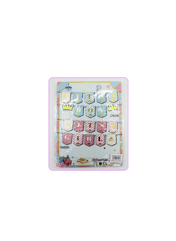 PARTY FUN Its A Girl Banner 17x21Cm Pink Clr.  - Image 3