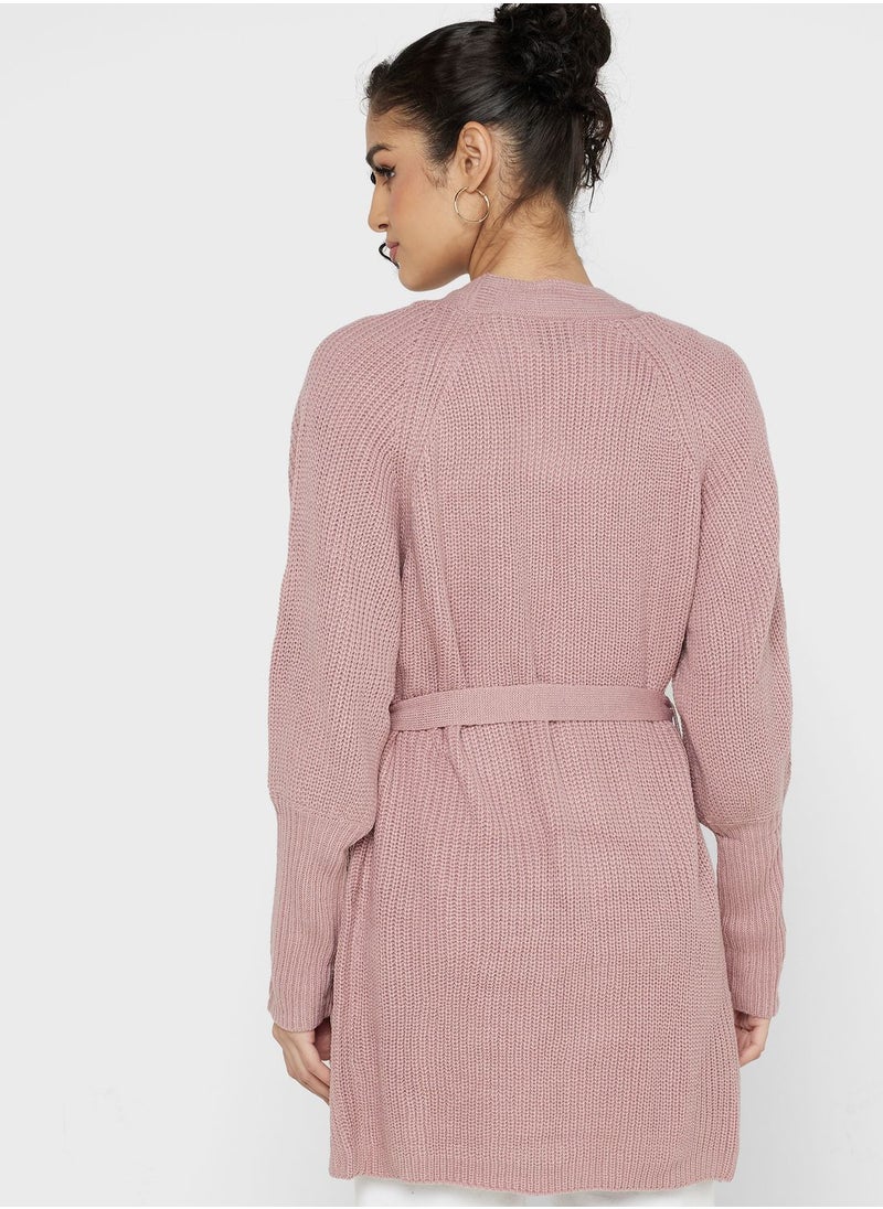 ELLA - Longline Cardigan With Self Tie - Image 1