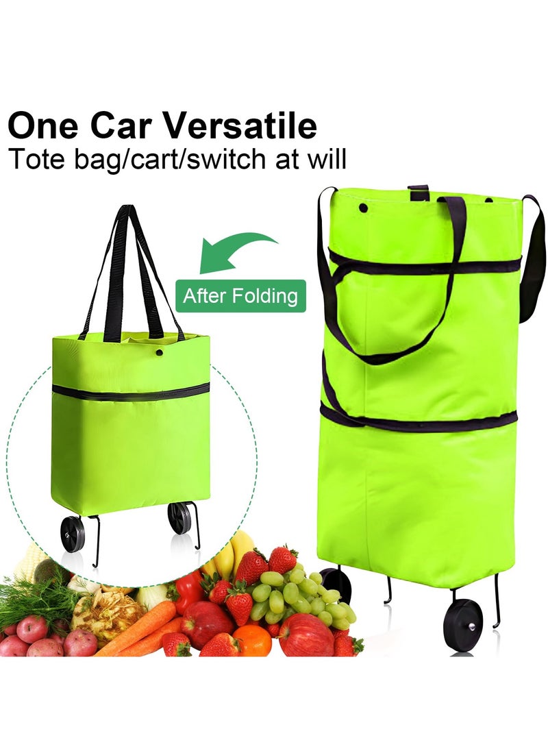 Generic Trolley 16 Gallon Capacity Bags Folding Shopping Bag with Wheels Foldable Shopping Cart Reusable Shopping Bags Grocery Bags Shopping Trolley Bag on Wheels (Green)  - Image 4