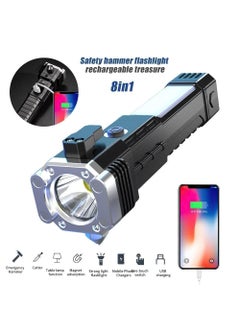 KIDSDELIGHT KIDSDELIGHT Rechargeable Torch Flashlight Long Distance Beam Range Car Rescue Torch with Hammer Window Glass and Seat Belt Cutter Builtin Mobile USB Fast Charger Power Bank  - Image 2