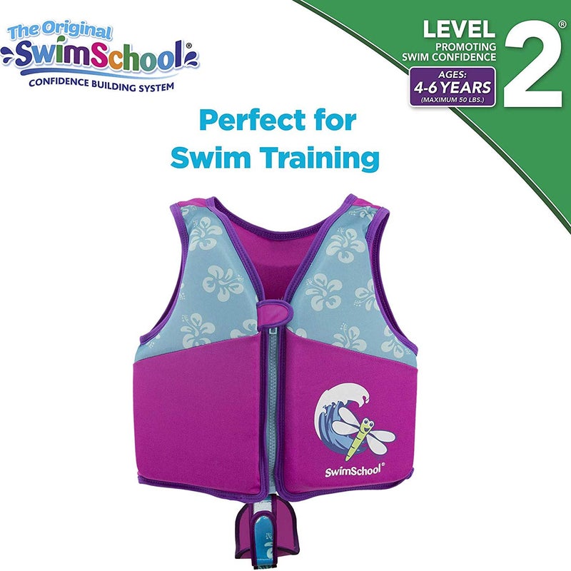 SwimSchool Swim Trainer Vest - Medium/Large Max 50 Pounds - Kids Swim Vest with Padded Shoulders -Comfortable Flex-Form-Fit Design with Adjustable Safety Strap - Pink/Aqua - Image 3