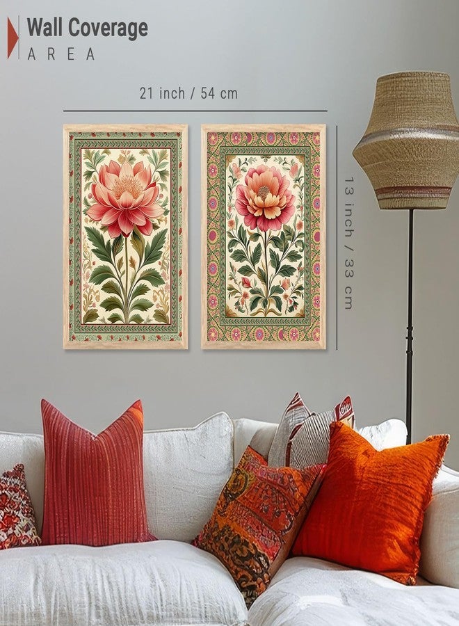 HOTHOUSE Pichwai Art Painting for Wall Decoration | Wall Poster With frames | Traditional Indian Wall Art Madhubani Paintings for Living Room | Framed Wall Painting for Home Room Bedroom Office Wall Décor Wall Paintings For Home Decoration | Indian Wall Art Home Decor Frames | set of 2 (Art-7, 10x13 inch, Framed) - Image 3