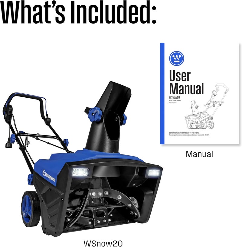 Westinghouse Westinghouse WSnow20 Corded Snow Blower 20 Inch Steel Auger Dual LED Lights 1800 Watt Motor Electric Snow Blower with 25ft Throwing Distance Plows 680lbsmin Adjustable Chute  - Image 2