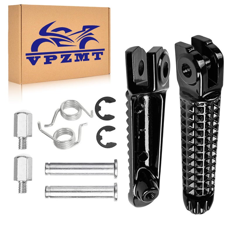 VPZMT Front Foot Pegs Footrests Pedal Fits for yamaha YZF R1 19922019 R1S R1M 20152023 R6 19992020 R6S 20032009 FrontBlack1