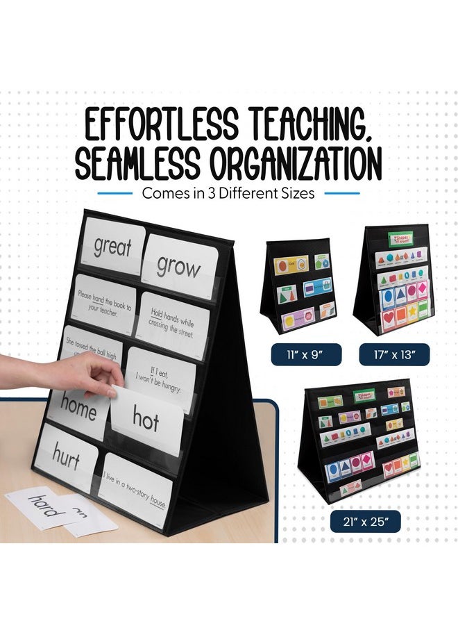Essex Wares 13 Wide X 17 Tall Tabletop Pocket Chart Black Double Sided With 5 Straps Each Ultradurable Pocket Chart Stand For Classroom Easy To Use Reusable & Foldable Tabletop Chart Stand  - Image 4