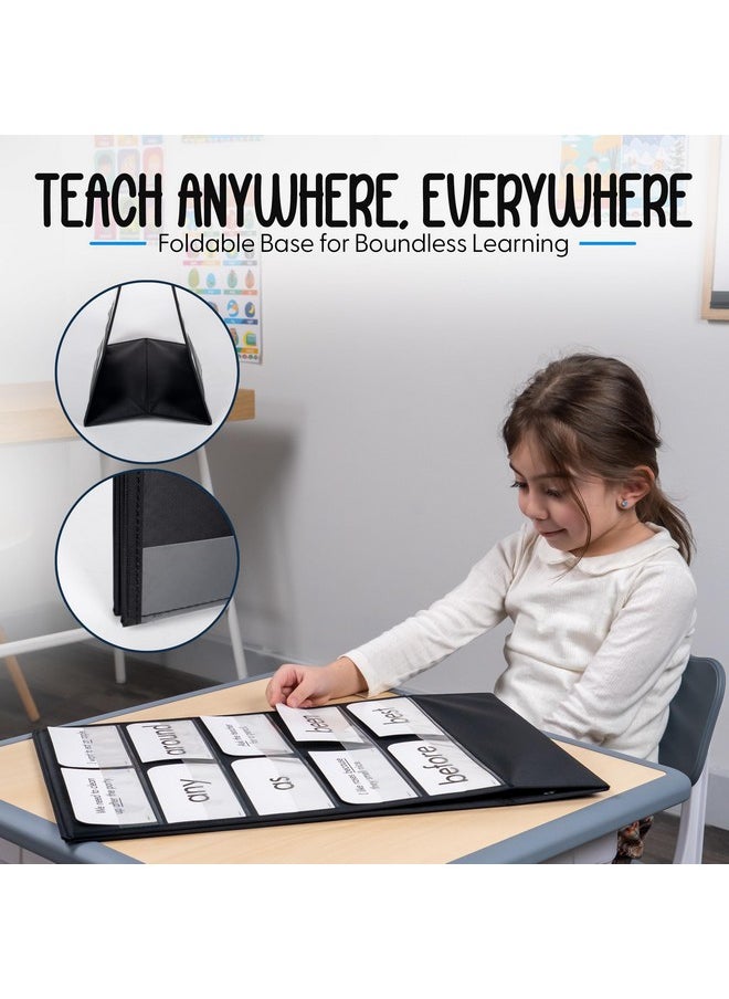Essex Wares 13 Wide X 17 Tall Tabletop Pocket Chart Black Double Sided With 5 Straps Each Ultradurable Pocket Chart Stand For Classroom Easy To Use Reusable & Foldable Tabletop Chart Stand  - Image 5