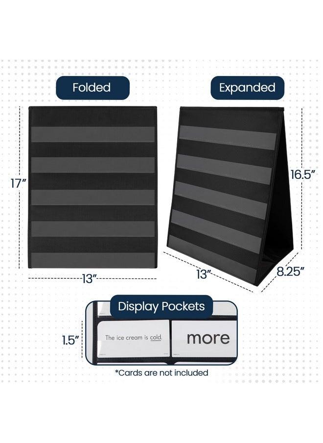 Essex Wares 13 Wide X 17 Tall Tabletop Pocket Chart Black Double Sided With 5 Straps Each Ultradurable Pocket Chart Stand For Classroom Easy To Use Reusable & Foldable Tabletop Chart Stand  - Image 2