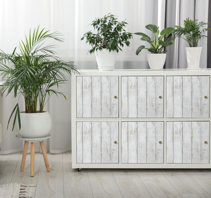 Abyssaly White Gray Wood Paper 17.71 in X 1003.9 in Self-Adhesive Removable Peel and Stick Wallpaper Decorative Wall Covering Vintage Wood Panel Interior Film for Home Decoration - Image 4