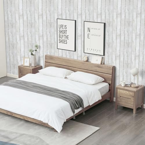 Abyssaly White Gray Wood Paper 17.71 in X 1003.9 in Self-Adhesive Removable Peel and Stick Wallpaper Decorative Wall Covering Vintage Wood Panel Interior Film for Home Decoration - Image 5