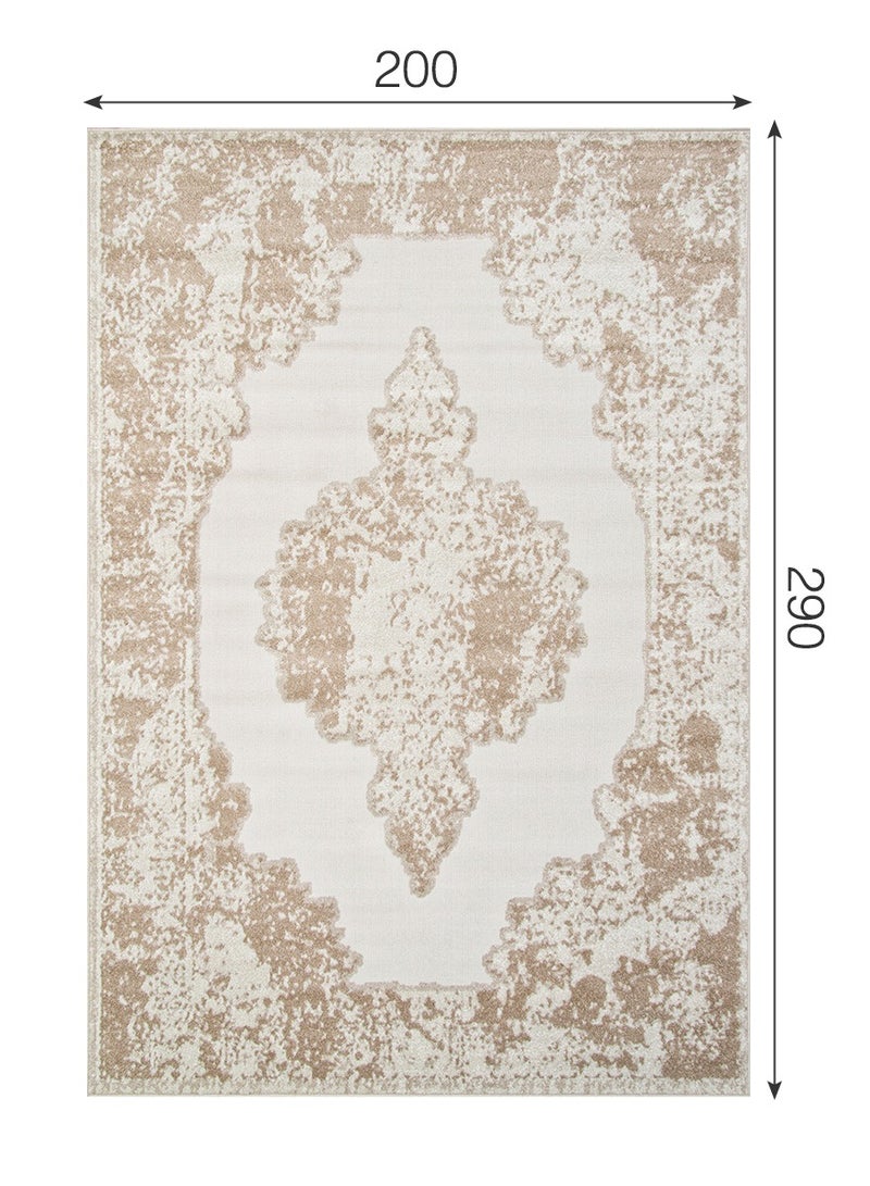 ميرينوس سجادة منطقة بتصميم عصري عتيق، غير قابلة للانزلاق، لمسة ناعمة للغاية، مثالية لتزيين أرضية غرفة المعيشة أو النوم، باللون البيج/الطبيعي/الفاتح، مستطيلة بمقاس 200x300 سم. - Image 2