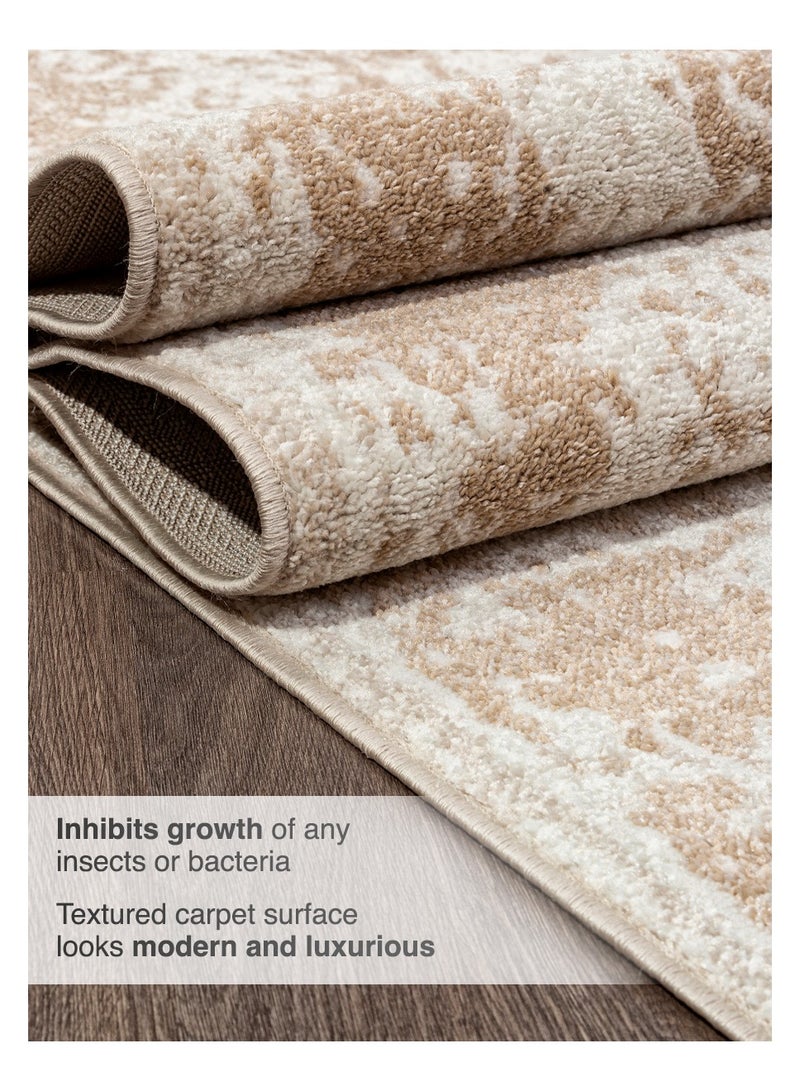 ميرينوس سجادة منطقة بتصميم عصري عتيق، غير قابلة للانزلاق، لمسة ناعمة للغاية، مثالية لتزيين أرضية غرفة المعيشة أو النوم، باللون البيج/الطبيعي/الفاتح، مستطيلة بمقاس 200x300 سم. - Image 4