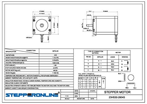 STEPPERONLINE CNC Stepper Motor Nema 23 Bipolar 2.8A 269oz.in/1.9Nm CNC Mill Lathe Router - Image 5