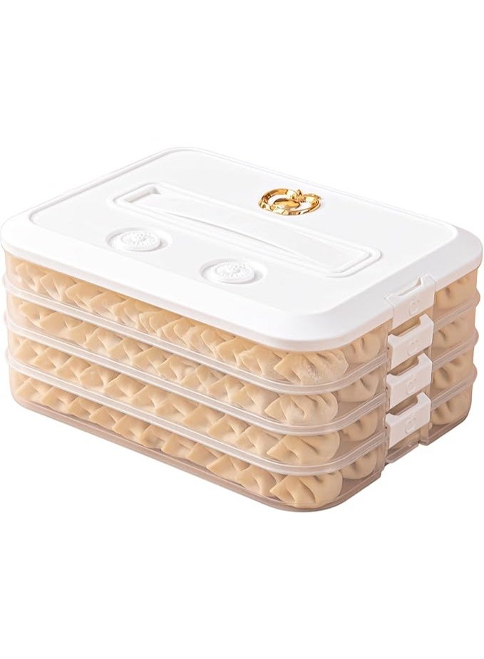 DUNISO Dumpling Box，Stackable Snack Container with Lid and Handle，4-Layer Food Storage Container with Time Recoder，Easy to Carry，for Storaging Meat, Dumplings, Pasta, Noodles, Lasagna - Image 1