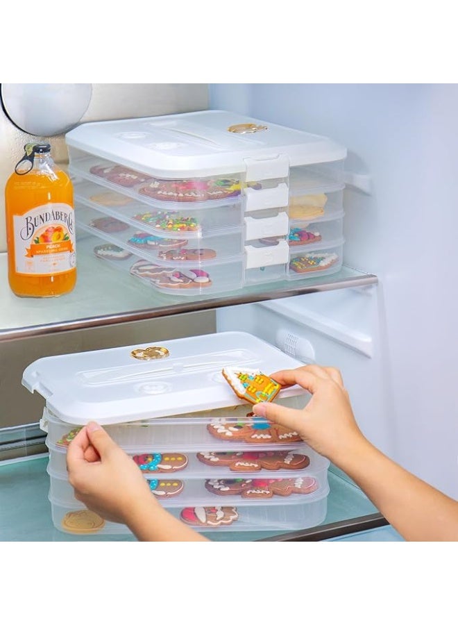 DUNISO Dumpling Box，Stackable Snack Container with Lid and Handle，4-Layer Food Storage Container with Time Recoder，Easy to Carry，for Storaging Meat, Dumplings, Pasta, Noodles, Lasagna - Image 4