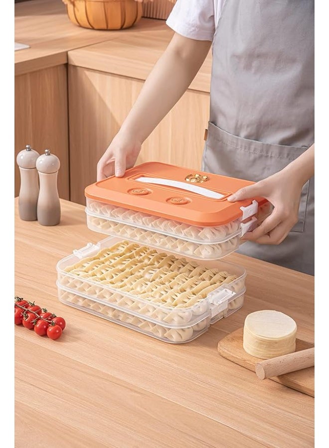 DUNISO Dumpling Box，Stackable Snack Container with Lid and Handle，4-Layer Food Storage Container with Time Recoder，Easy to Carry，for Storaging Meat, Dumplings, Pasta, Noodles, Lasagna - Image 5