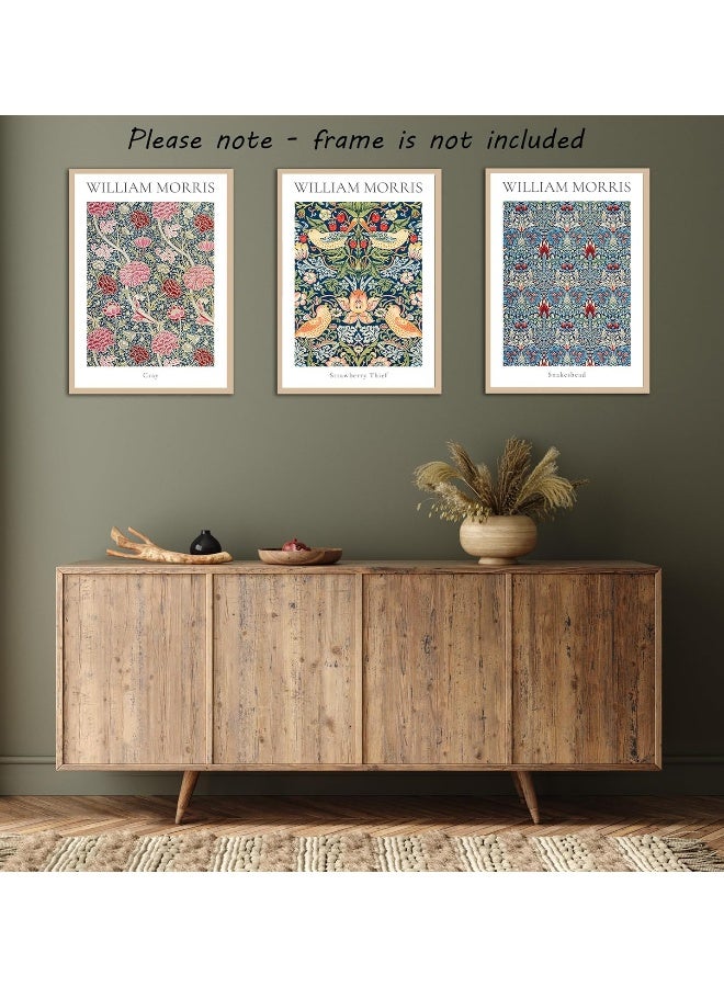 Eviepops Prints William Morris Set of 3 Unframed Prints, Art Nouveau Home Decor, Vintage Art, Botanical Flower Poster, Cray Strawberry Thief Snakeshead (12x16) - Image 4