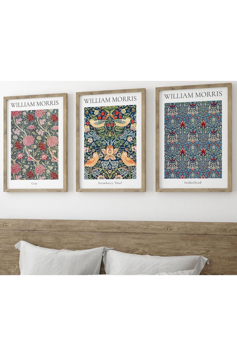 Eviepops Prints William Morris Set of 3 Unframed Prints, Art Nouveau Home Decor, Vintage Art, Botanical Flower Poster, Cray Strawberry Thief Snakeshead (12x16) - Image 1