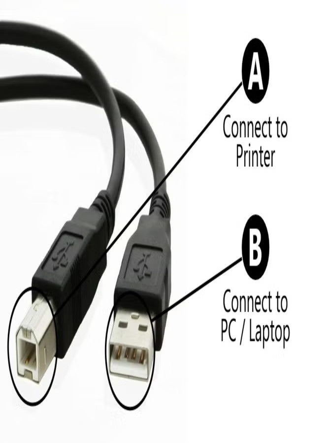 FUJISHKA Printer Cable USB 2.0 A-Male To B-Male 1.5M Cord High Speed Scanner Cord Compatible with HP/ Cannon/ Brother/ Samsung/ Dell/ Epson/ Lexmark/ Xerox/ Piano/ Dac - Black - Image 4