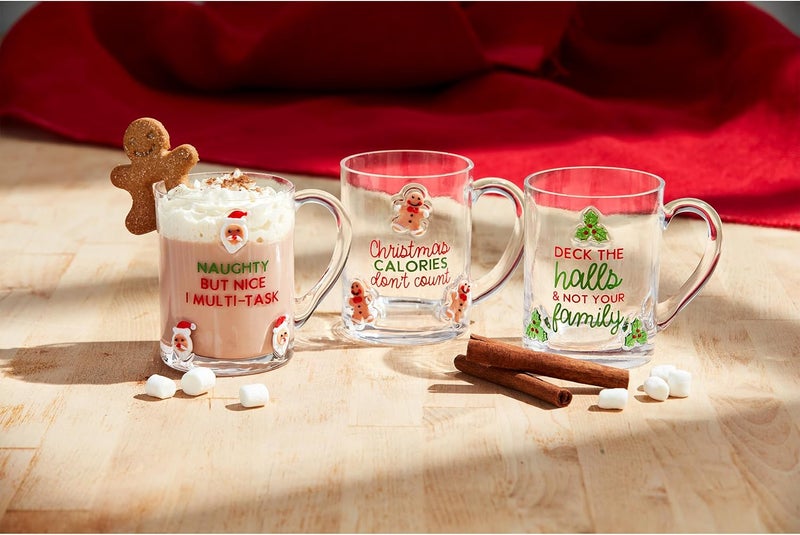 Mud Pie Christmas Glass Icon Mug Deck 13oz - Image 2