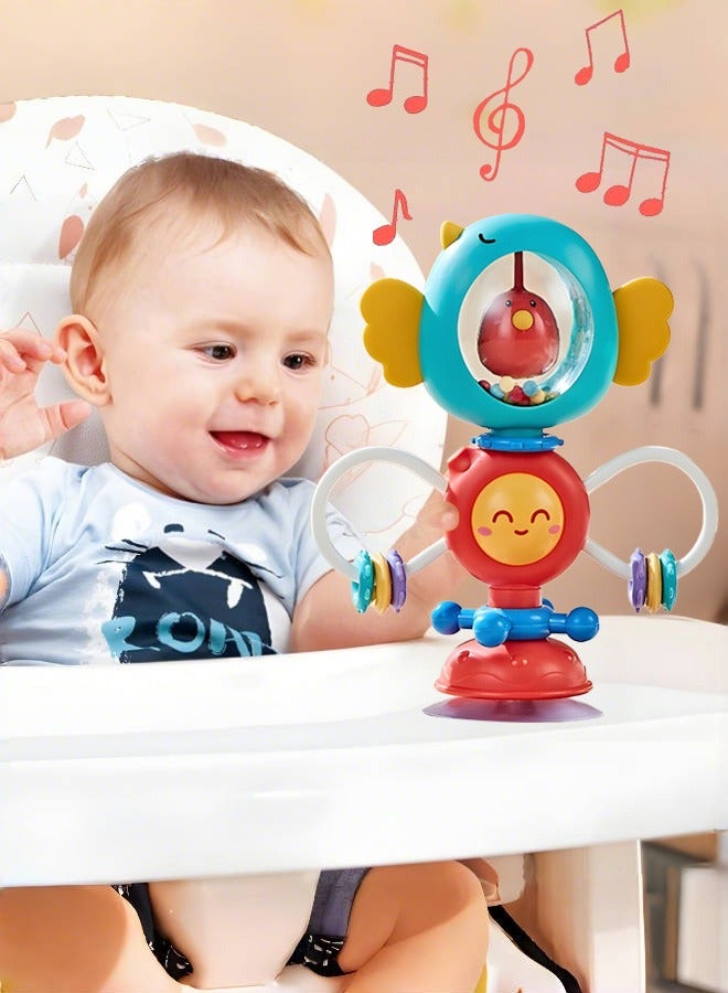 ELIKLIV Baby Rattle Toy with Suction Cup, Interactive Baby High Chair Activity Toy for 3 Months and Up(Blue) - Image 1