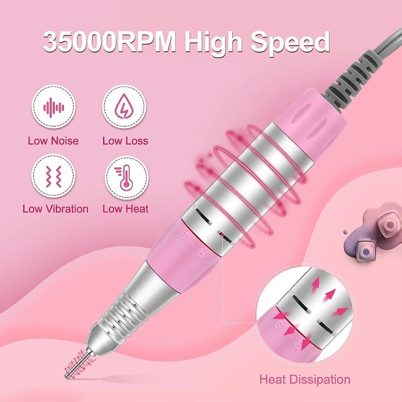 INOG Portable Rechargeable Nail Drill Machine Manicure Machine Electric Nail File Nail Art Tools Set for Nail Drill - Image 4