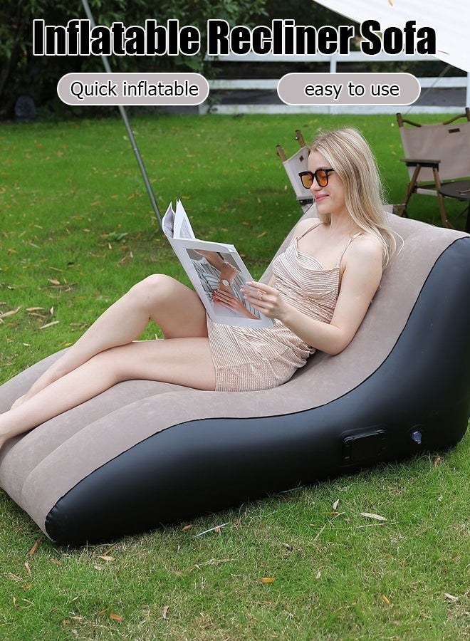 Generic S-shaped flocking sofa, air cushion chair, indoor and outdoor leisure air sofa, air cushion lounge chair, portable inflatable sofa bed  - Image 5