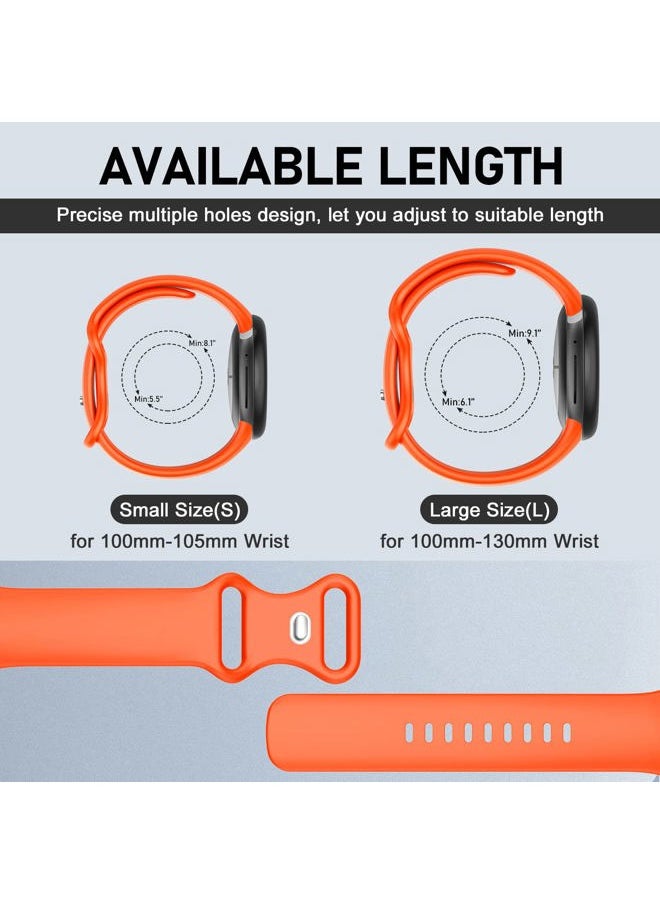 OVERSTEP Bands Compatible with Google Pixel Watch 3 Band 41mm/Pixel Watch 2 Band/Google Pixel Watch Band - Metal Buckle - Soft Silicone Replacement Strap for Women Men (L, Orange)  - Image 5
