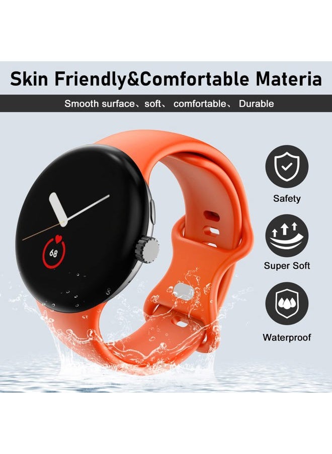 OVERSTEP Bands Compatible with Google Pixel Watch 3 Band 41mm/Pixel Watch 2 Band/Google Pixel Watch Band - Metal Buckle - Soft Silicone Replacement Strap for Women Men (L, Orange)  - Image 3