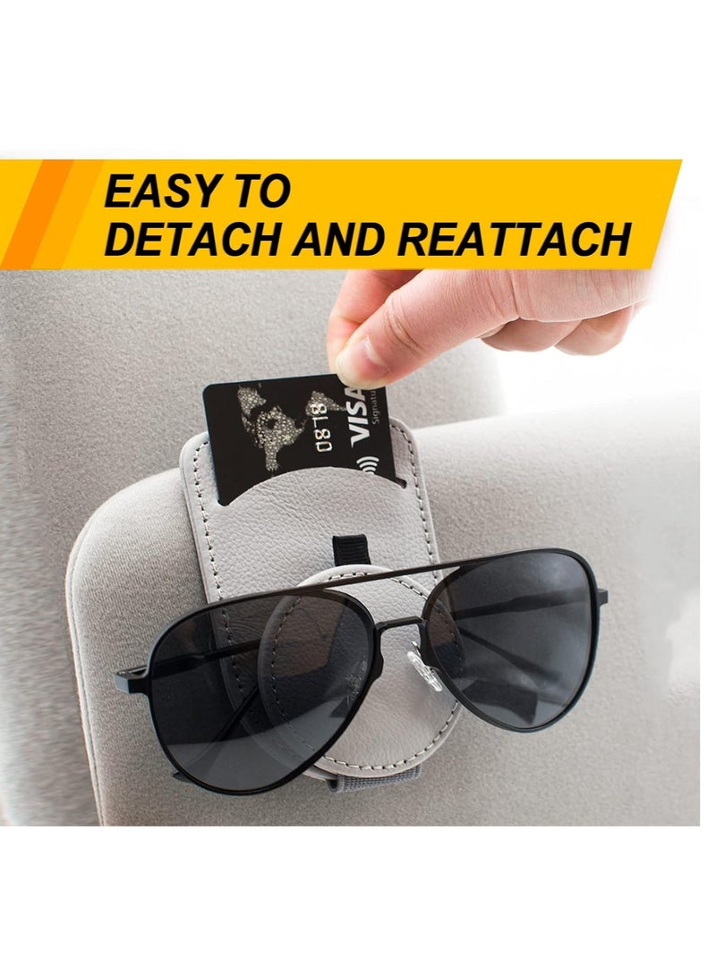 Generic Sunglass Holder for Car Visor Leather Sun Glasses Clip Universal Auto Eyeglass Mount with Card Clip  - Image 5