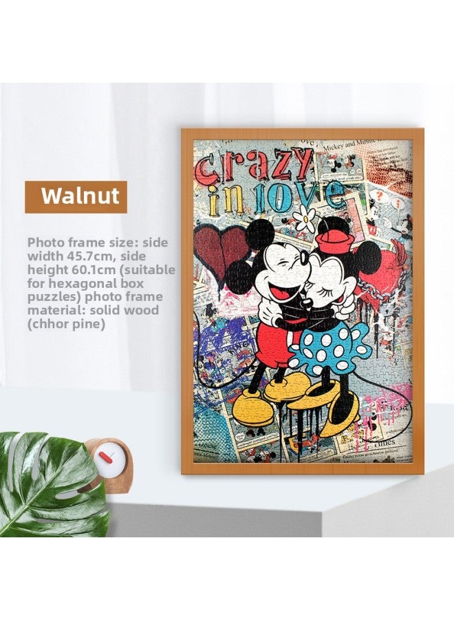 إطار صورة خشبي صلب مثبت على الحائط إطار صورة إبداعي معلق 500 قطعة 1000 قطعة لغز إطار صورة خاص إطار صورة خشبي رائع - اللون: صندوق سداسي 1000 إطار بلون الجوز - Image 1