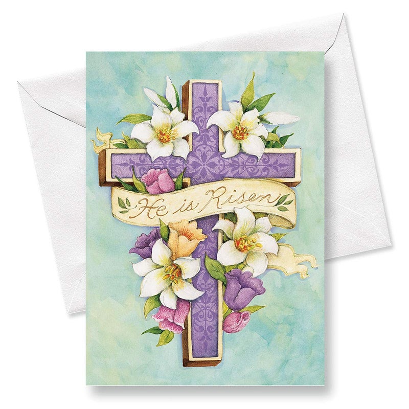 Current Easter Cross Religious Value Greeting Card Set - Value Pack of 8 Cards for Kids & Adults With White Envelopes, 1 Design Prints, Large 5" x 7" Greetings - Image 2