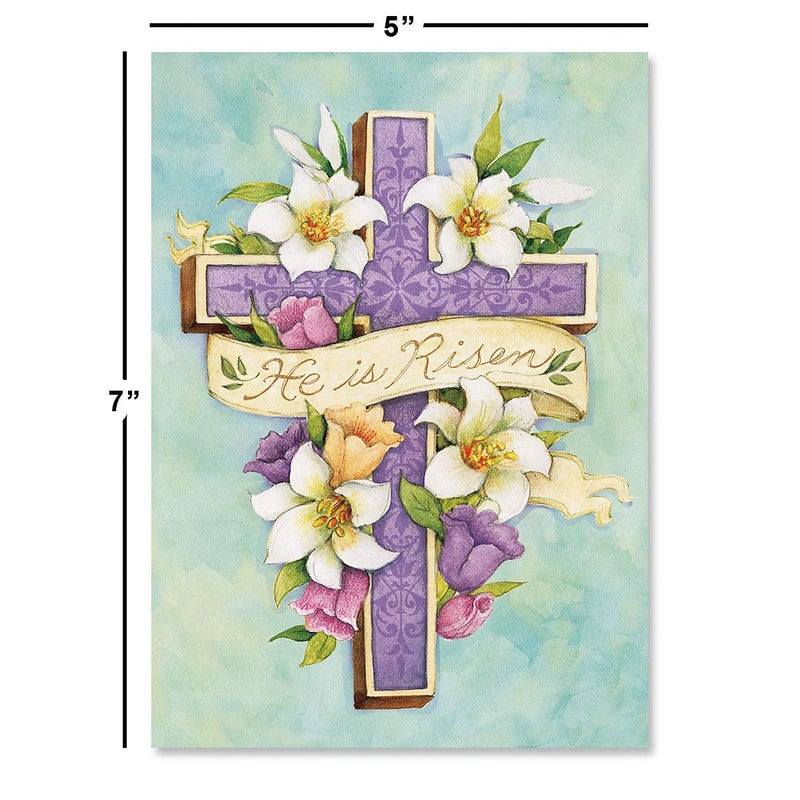 Current Easter Cross Religious Value Greeting Card Set - Value Pack of 8 Cards for Kids & Adults With White Envelopes, 1 Design Prints, Large 5" x 7" Greetings - Image 3