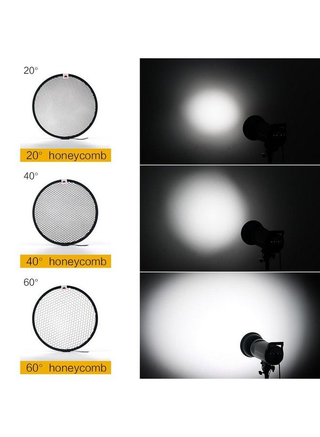SUPON 7" Standard Reflector Lamp Shade Dish Diffuser With 20° 40° 60° Honeycomb Grid White Soft Cloth For Bowens Mount Studio Strobe Flash Light Speedlite - Image 4