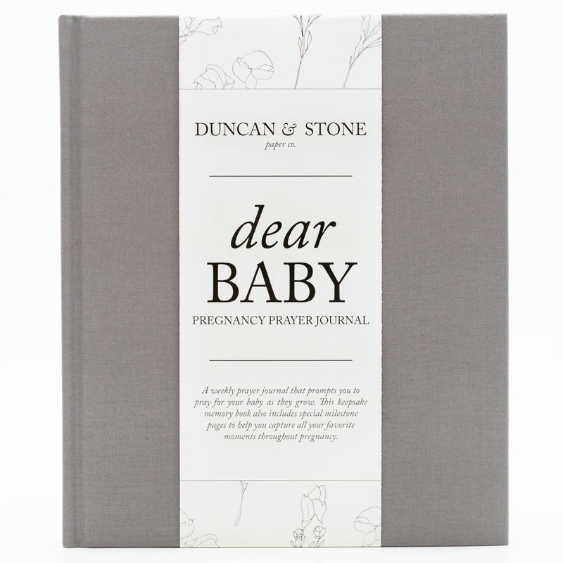 DUNCAN & STONE PAPER CO. Pregnancy Prayer Journal - Christian Pregnancy Journal For Milestones - Linen-Bound Baby Book Keepsake - Gifts For Expecting Moms (Grey, 110 Pages) - Image 1