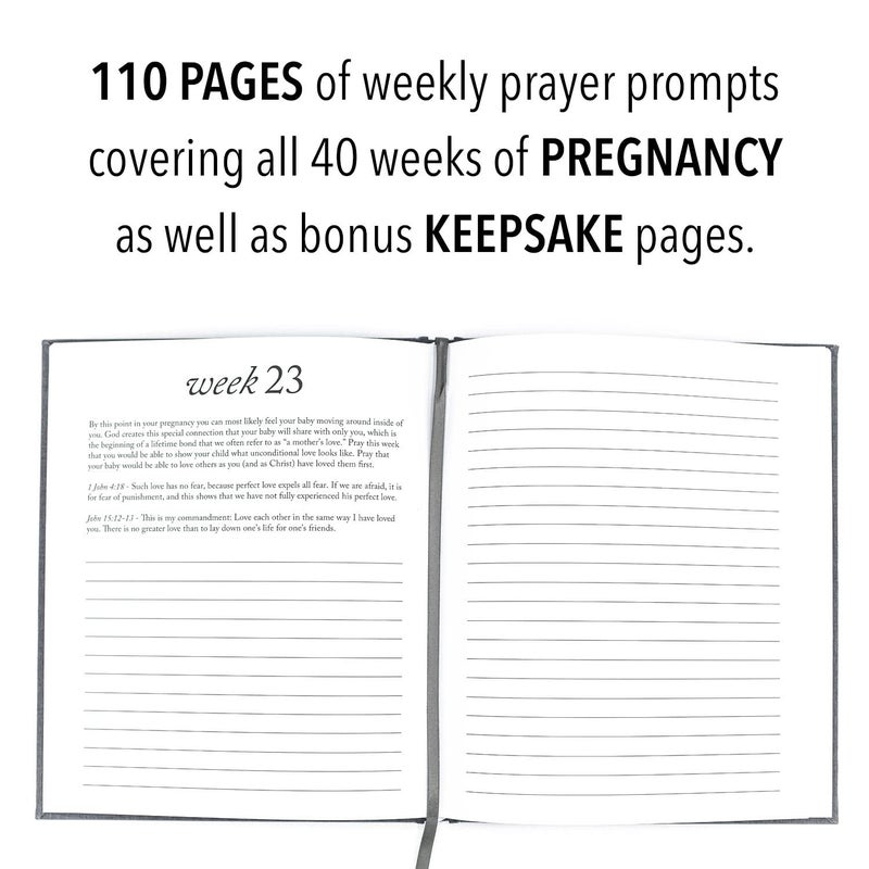 DUNCAN & STONE PAPER CO. Pregnancy Prayer Journal - Christian Pregnancy Journal For Milestones - Linen-Bound Baby Book Keepsake - Gifts For Expecting Moms (Grey, 110 Pages) - Image 3