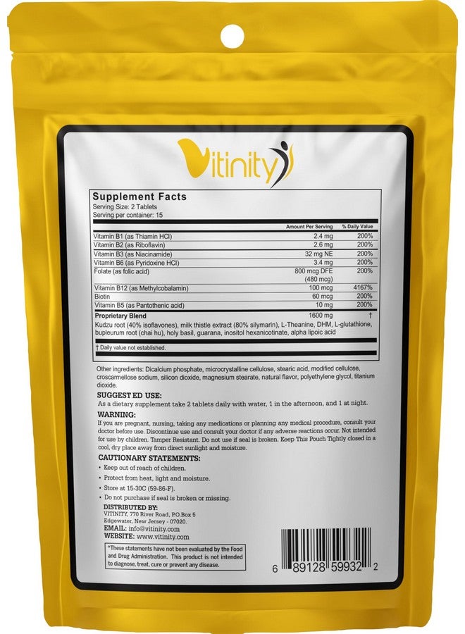 VITINITY Anti Drink Support Supplement-15+Key Ingredients for Craving Support,Liver Health,Kudzu, Milk Thistle,Holy Basil,DHM,All Natural Cleanse,Gradual Reduction,Nutrient Replenisher Tablets(15 Days) - Image 2