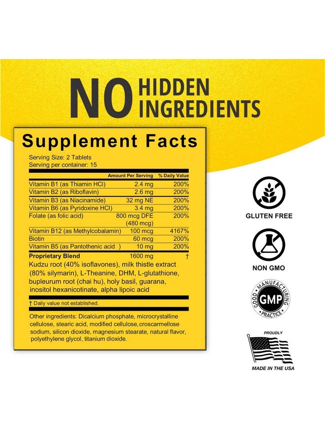 VITINITY Anti Drink Support Supplement-15+Key Ingredients for Craving Support,Liver Health,Kudzu, Milk Thistle,Holy Basil,DHM,All Natural Cleanse,Gradual Reduction,Nutrient Replenisher Tablets(15 Days) - Image 3