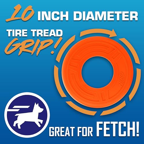 Nerf Dog Atomic Flyer Outdoor Dog Toy, 10 Inch Flying Disc Dog Fetch Toy, Rubber Dog Toy for Medium Dogs and Large Dogs, Orange - Image 2