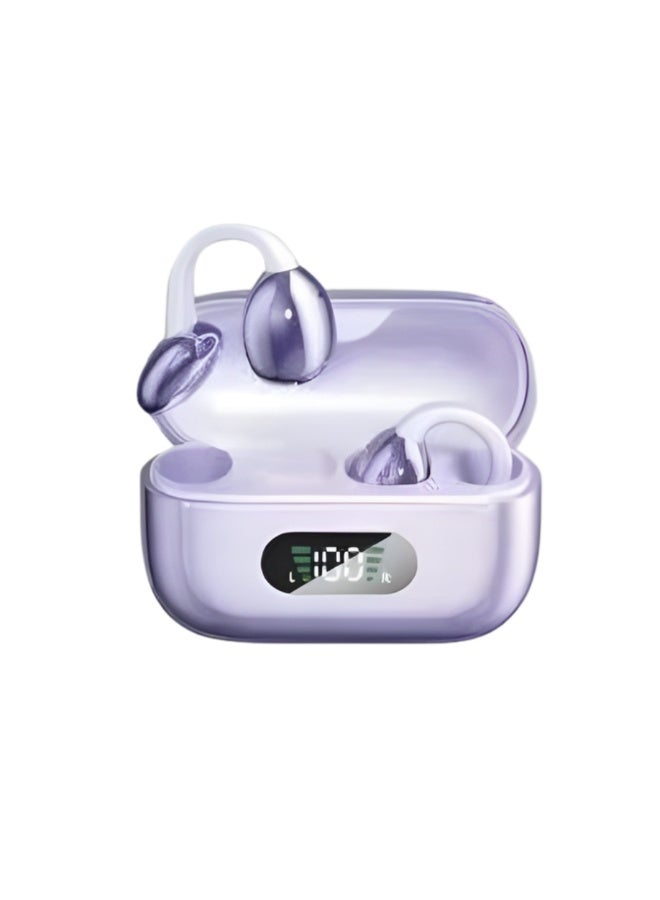 CYXG Q65 True Wireless Earbuds with LED Power Display (Purple) – Bluetooth 5.4 Hi-Fi Stereo Headphones, Noise Reduction, Secure-Fit Earhooks & Type-C Fast Charging Case - Image 1