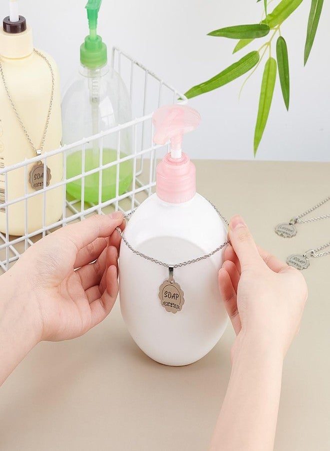 AHANDMAKER 6Pcs Soap and Lotion Dispenser Tags, Double-Sided Stainless Steel Soap Dispenser Labels Bottle Labels Hanging Tag Chains for Mason Jar Decoration Kitchen Bathroom Organization - Image 3