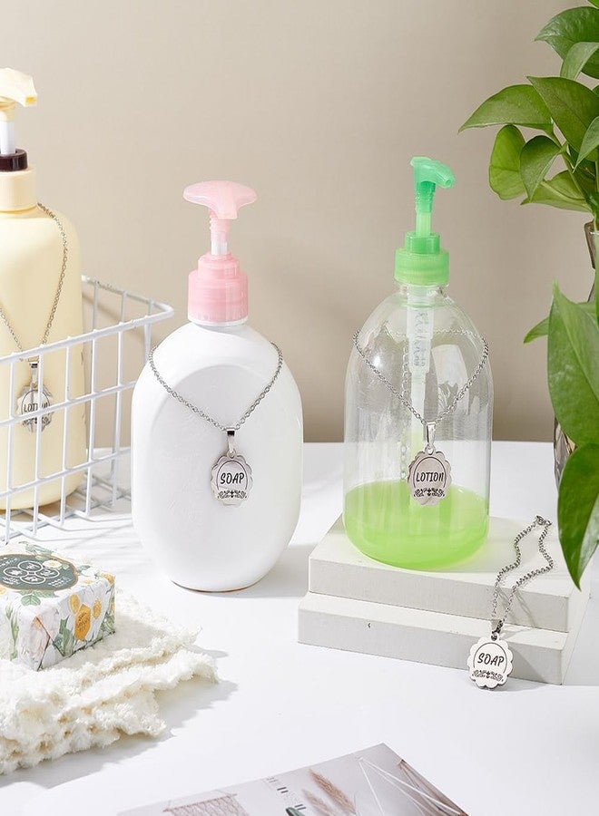 AHANDMAKER 6Pcs Soap and Lotion Dispenser Tags, Double-Sided Stainless Steel Soap Dispenser Labels Bottle Labels Hanging Tag Chains for Mason Jar Decoration Kitchen Bathroom Organization - Image 5
