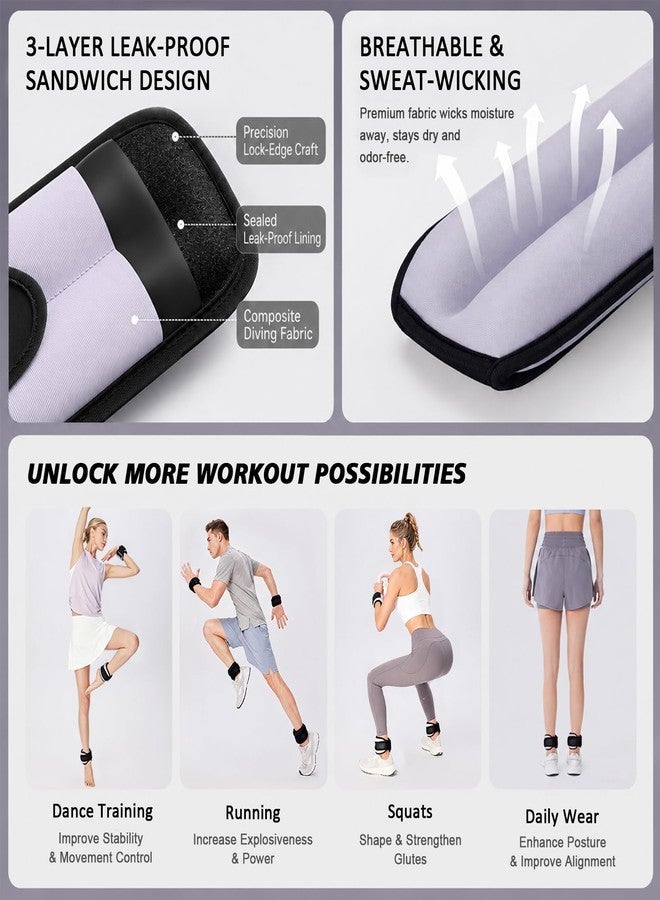 LAVVON Ankle Wrist Weights for Women & Men One Pair of 1/2 Lbs Small Size Arm Leg Weight Set with Adjustable Straps for Walking Pilates Exercise Workout Gym Aerobics & Home Fitness,Running,Physical Therapy (Purple, 1lb x2) - Image 2