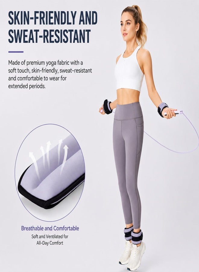 LAVVON Ankle Wrist Weights for Women & Men One Pair of 1/2 Lbs Small Size Arm Leg Weight Set with Adjustable Straps for Walking Pilates Exercise Workout Gym Aerobics & Home Fitness,Running,Physical Therapy (Purple, 1lb x2) - Image 5