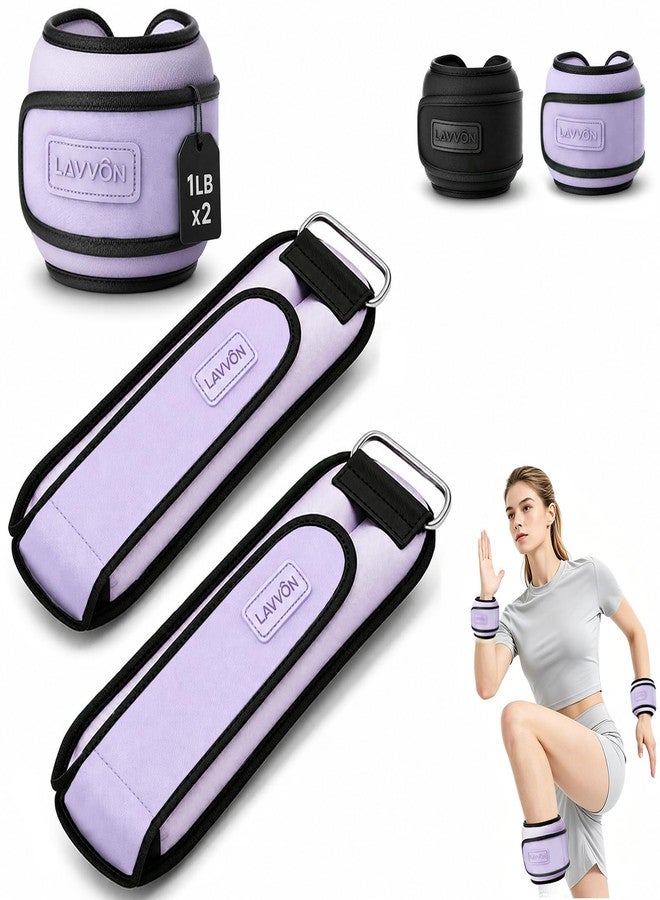 LAVVON Ankle Wrist Weights for Women & Men One Pair of 1/2 Lbs Small Size Arm Leg Weight Set with Adjustable Straps for Walking Pilates Exercise Workout Gym Aerobics & Home Fitness,Running,Physical Therapy (Purple, 1lb x2) - Image 1