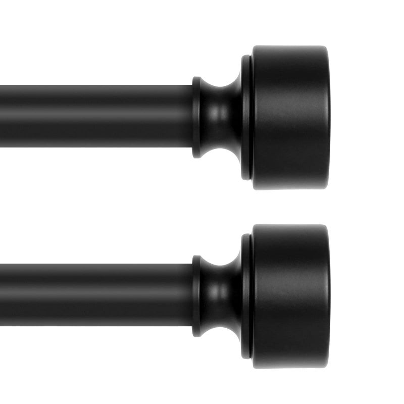 2 Pack Black Curtain Rods for Windows 28 to 48 Inch234ft 1 Inch Diameter Heavy Duty Curtain Rod Adjustable Decorative Drapery Poles 1845 Matte Black