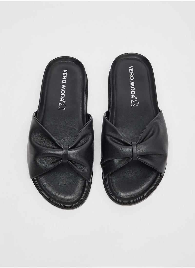VERO MODA - Essential Leather Slides - Image 1