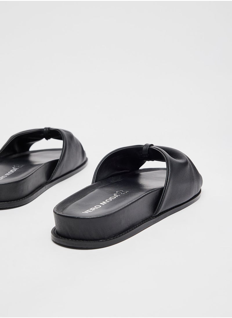VERO MODA - Essential Leather Slides - Image 1